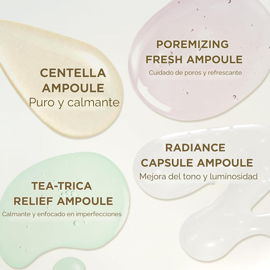 ENVIO GRATIS - Madagascar Centella Ampoule Kit – Set de 4 Sérums Coreanos Hidratantes y Calmantes (30 ml c/u)
