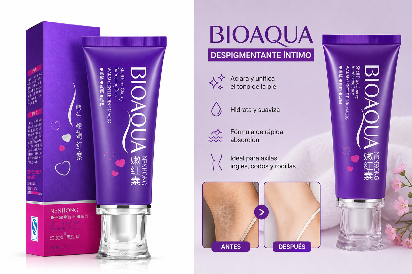 ENVIO GRATIS * PAGA AL RECIBIR  Bioaqua Despigmentante Íntimo Aclarante para Axilas, Ingles y Zonas Oscuras