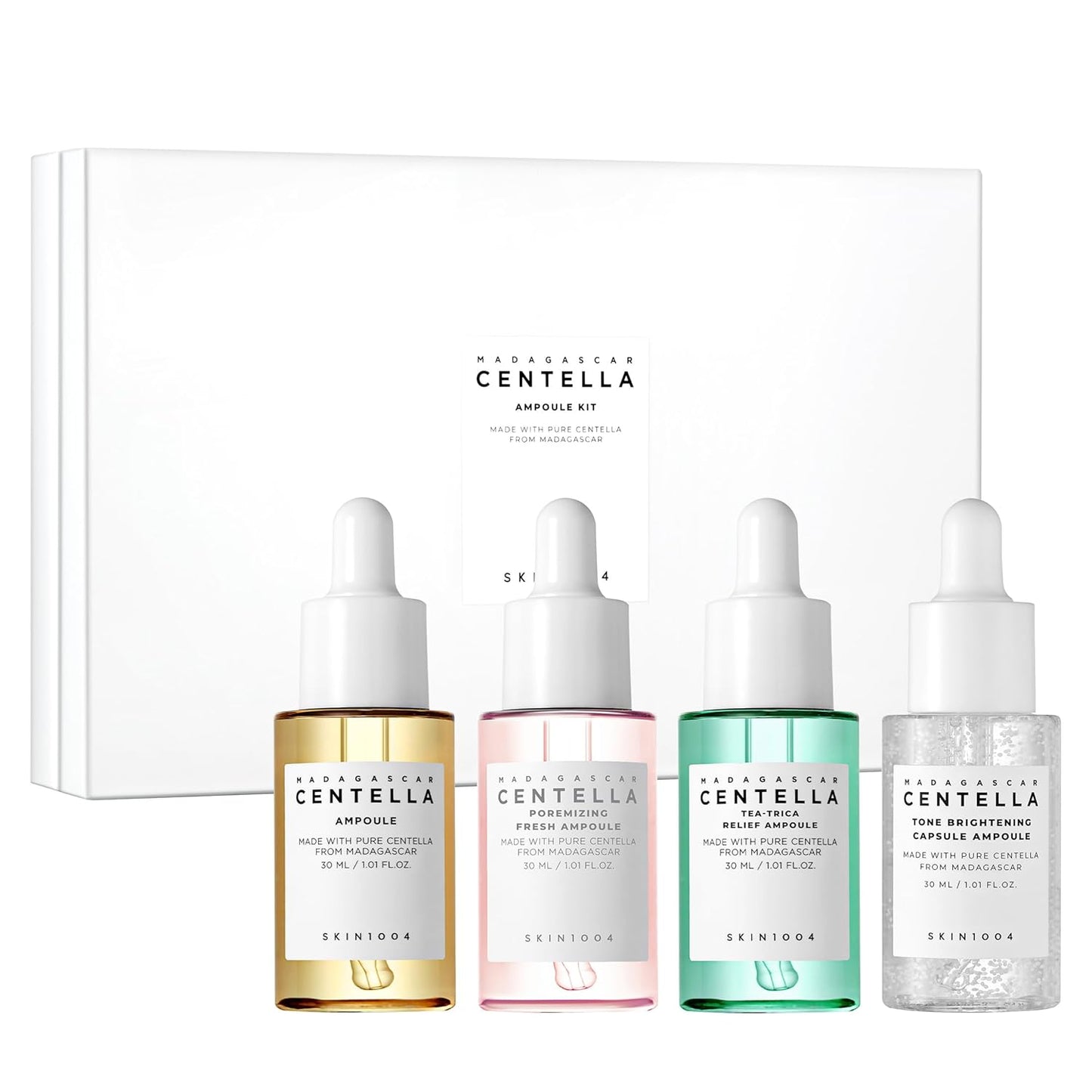 ENVIO GRATIS - Madagascar Centella Ampoule Kit – Set de 4 Sérums Coreanos Hidratantes y Calmantes (30 ml c/u)